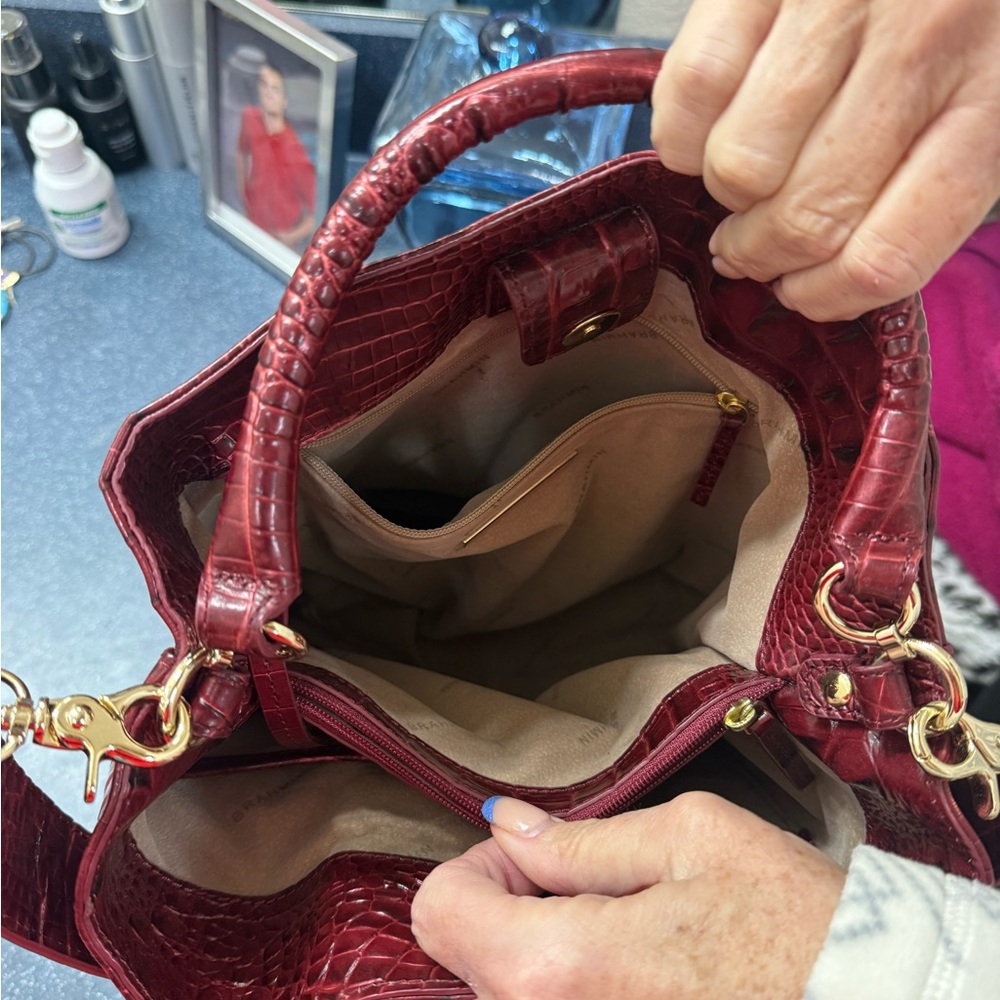 Brahmin Crimson Croc-Embossed Shoulder Bag - Picture 4 of 4